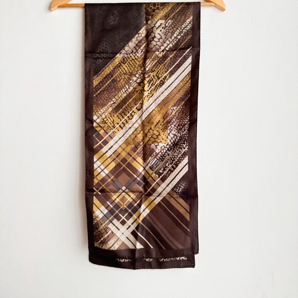 Oscar de la Renta Brown Animal Print Long Silk Scarf - Picture 5 of 5